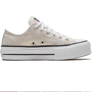 Converse Women's Chuck Taylor All-Star champagne/Gold Metallic Lift size 10